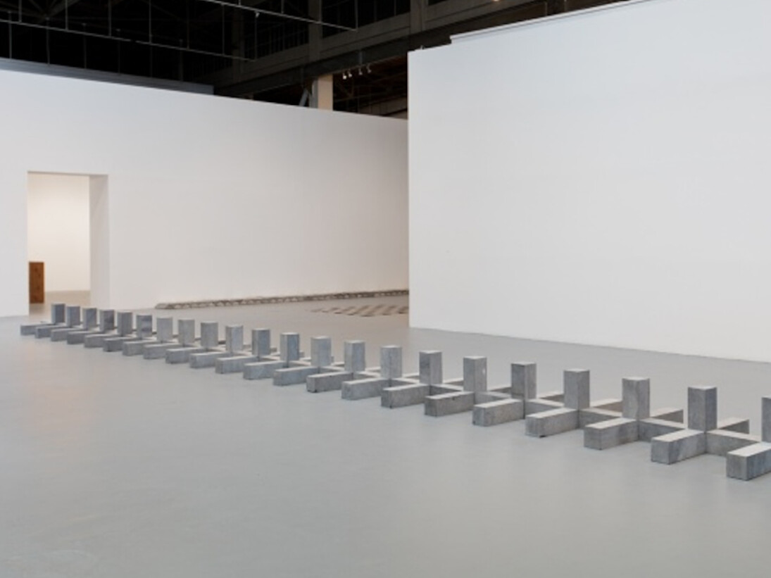 Carl Andre, Exhibition view. Courtesy of Moca