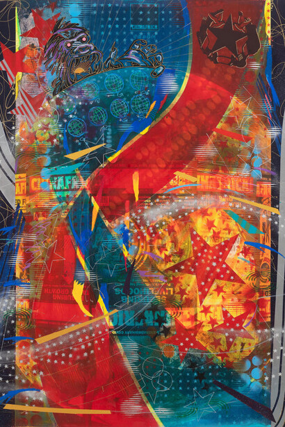 Pu Yingwei, Purple King Kong: red and blue entangled in space (detail), 2022. Courtesy of the artist, Hive Center for Contemporary Art, China and Auckland Art Gallery