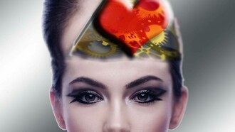 A portrait of a woman communicating what she is thinking