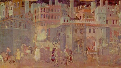 Alegoría de los efectos del buen gobierno en la ciudad (1338-1339), Ambrogio Lorenzetti