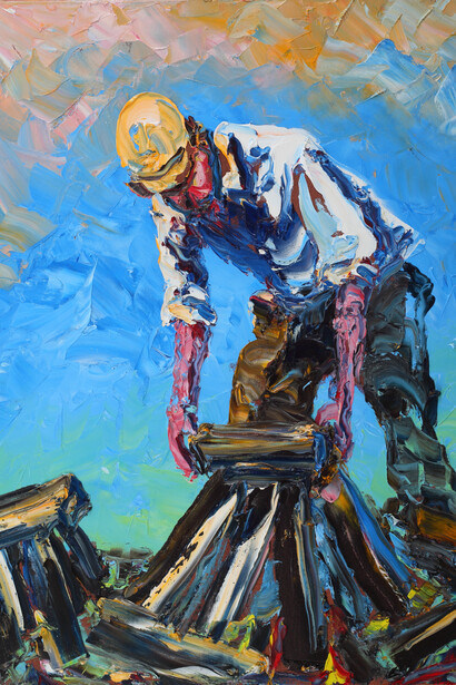 Liam O’Neill, Footing the Turf, Oil on Canvas, 30 x 24 inches