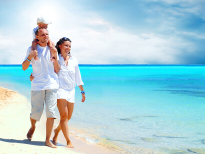 En la playa con la familia