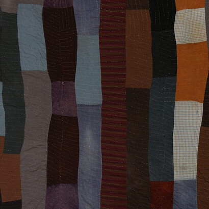Strips quilt
c. 1955

Ella Bendolph

Corduroy, wool, nylon knot, cotton/polyester blend

83 x 71 in.

Museum purchase, and gift of the Souls Grown Deep Foundation from the William S. Arnett Collection, 2017.168., © Estate of Ella Bendolph, Photograph by Stephen Pitkin/Pitkin Studio/Art Resource, NY