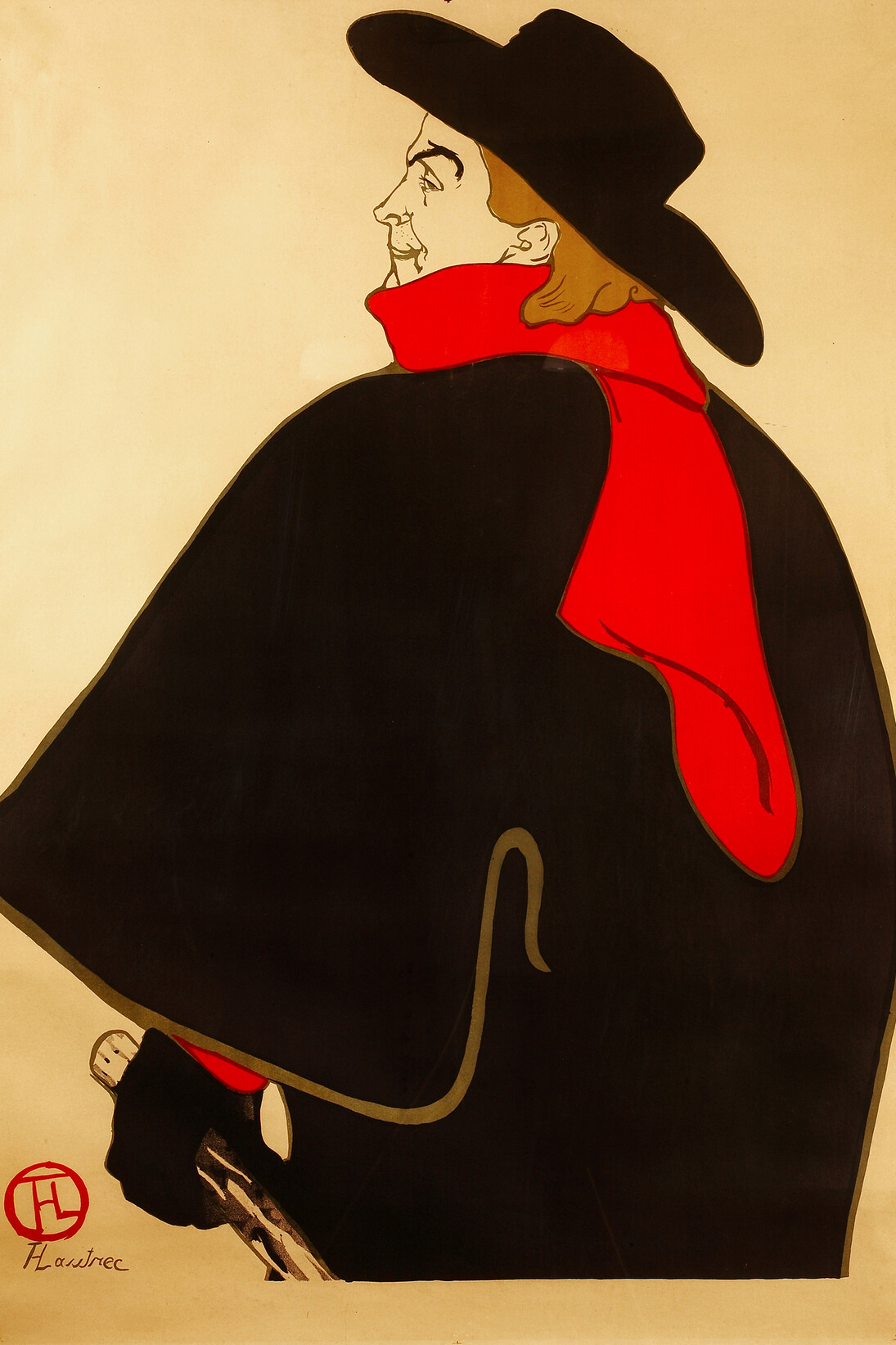 Henri de Toulouse-Lautrec - Aristide Bruant, dans son Cabaret (Before Letters),1893 - Color Lithography, 127,3x95 cm © Herakleidon Museum, Athens, Greece