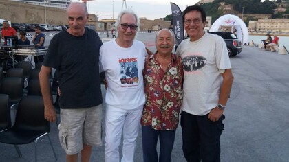 Angelo Serena, Claudio Scarpa, Ricky Gianco e Enrico Curti all’Ancona Beat Festival nel luglio del 2018