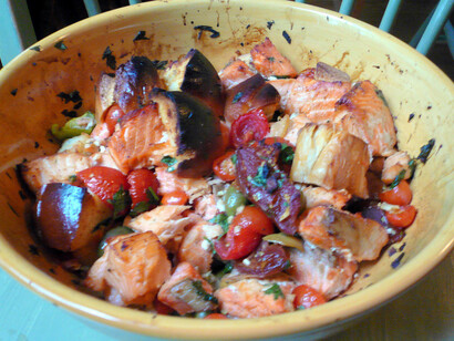 Salmon Tuscan Bread Salad © David Aferiat