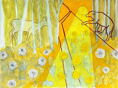 Karen Rosenkrantz, Untitled, 9x12 inches, color pencils and gouache on paper, 2022. Courtesy the artist and Pentimenti Gallery
