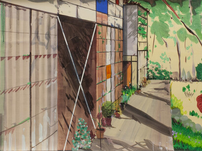 Me Encantaría Volver A Santa Mónica, 2014, acrílico y acuarela sobre papel. 70 x 100 cm