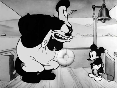 Pete and Mickey as they appeared in ''Steamboat Willie''