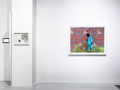 Saïdou Dicko, Where the Earth and the sky meet, exhibition view. Courtesy of Afikaris Gallery
