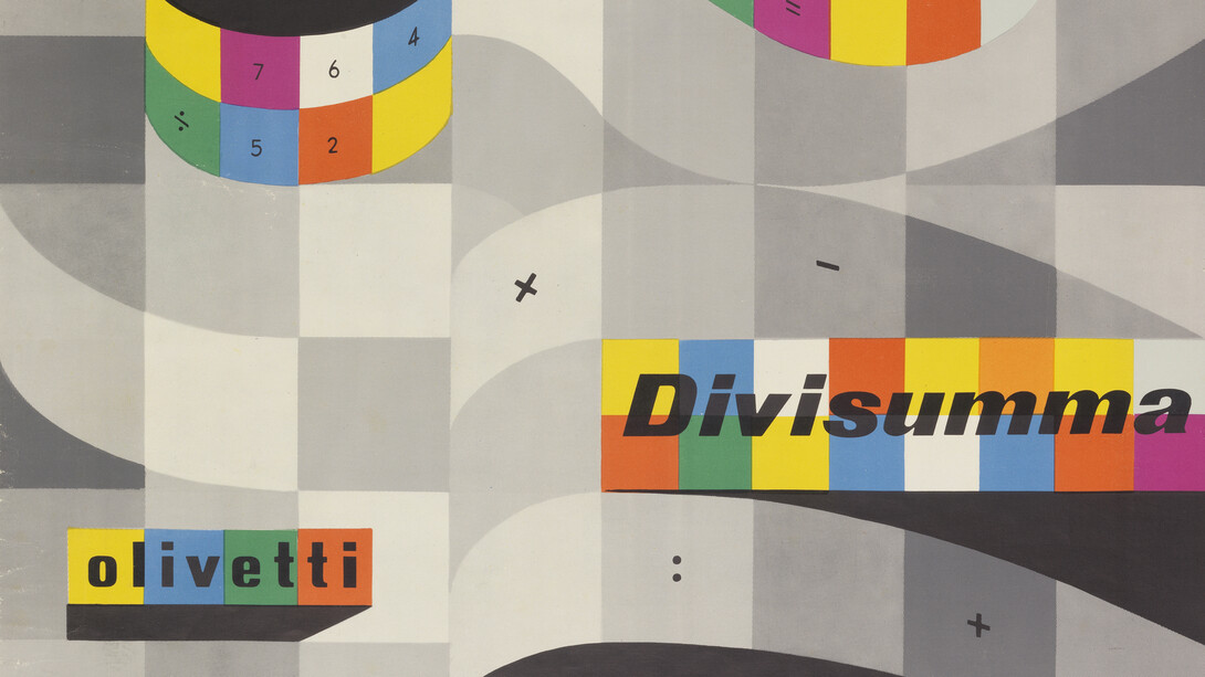 View of Poster, Divisumma, 1953; Designed by Herbert Bayer; Client: Ing. C. Olivetti & C S.p.A.; Offset lithograph; Collection of Cooper Hewitt, Smithsonian Design Museum