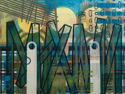 Twin Pillars - acrylic on canvas