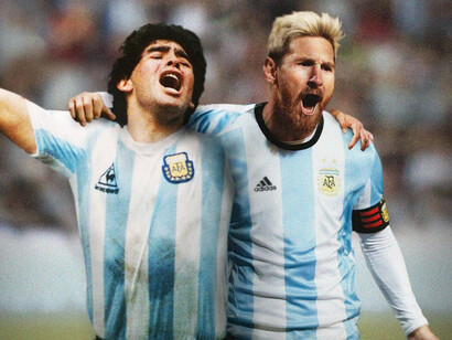Maradona y Messi (fotomontaje)