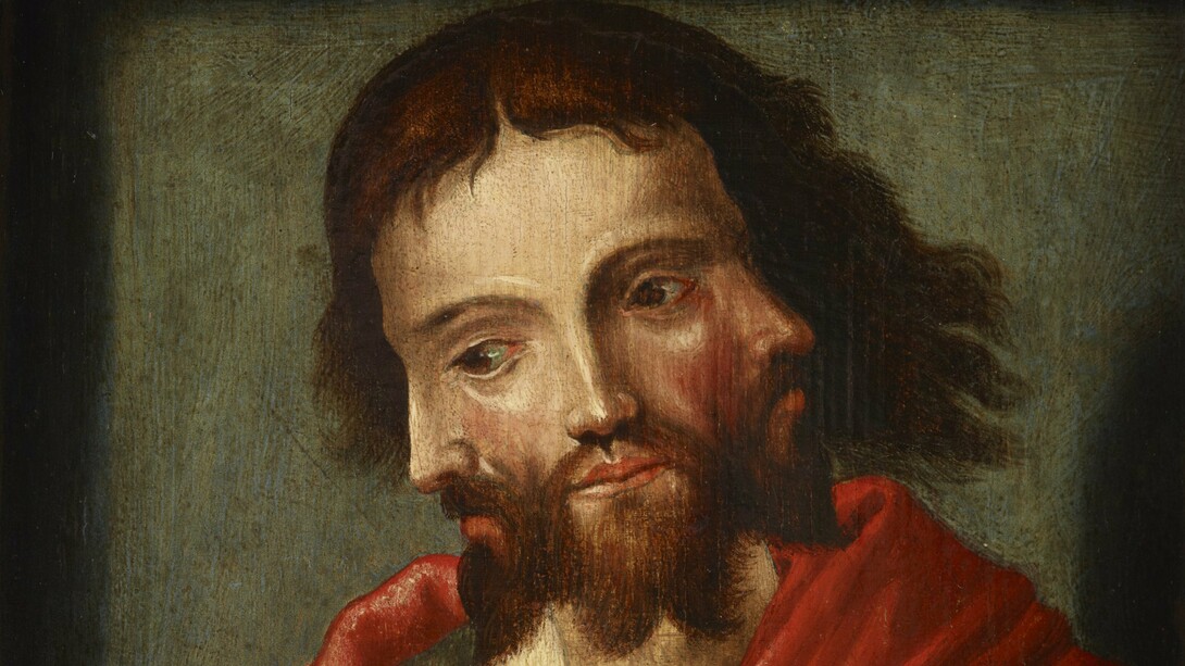 "Cristo con los tres rostros (la santa trinidad)", anónimo neerlandés, óleo sobre madera, siglo XVII