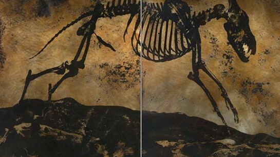 Matthew Brandt, From the series La Brea, La Brea D2AB, 2013, Two Heliographs made with Tar from the La Brea Tar pits Los Angeles, California on Aluminum, Unique © Matthew Brandt, Courtesy Yossi Milo Gallery, New York