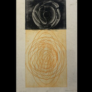 Steven Sorman, not now, 2022, 1/8, photopolymer intaglio on Nepalese paper, 26 ¾x17 5/8 inches. Courtesy the artist and Atrium Gallery