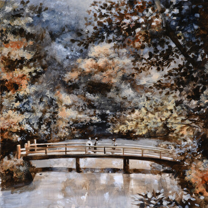 Porta Tom, Kyoto river, 2022, acrilico su tela, 70x70 cm
