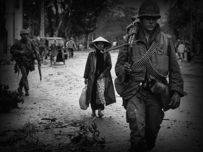 Soldados americanos en suelo coreano durante la Guerra de Corea (1950 a 1953)