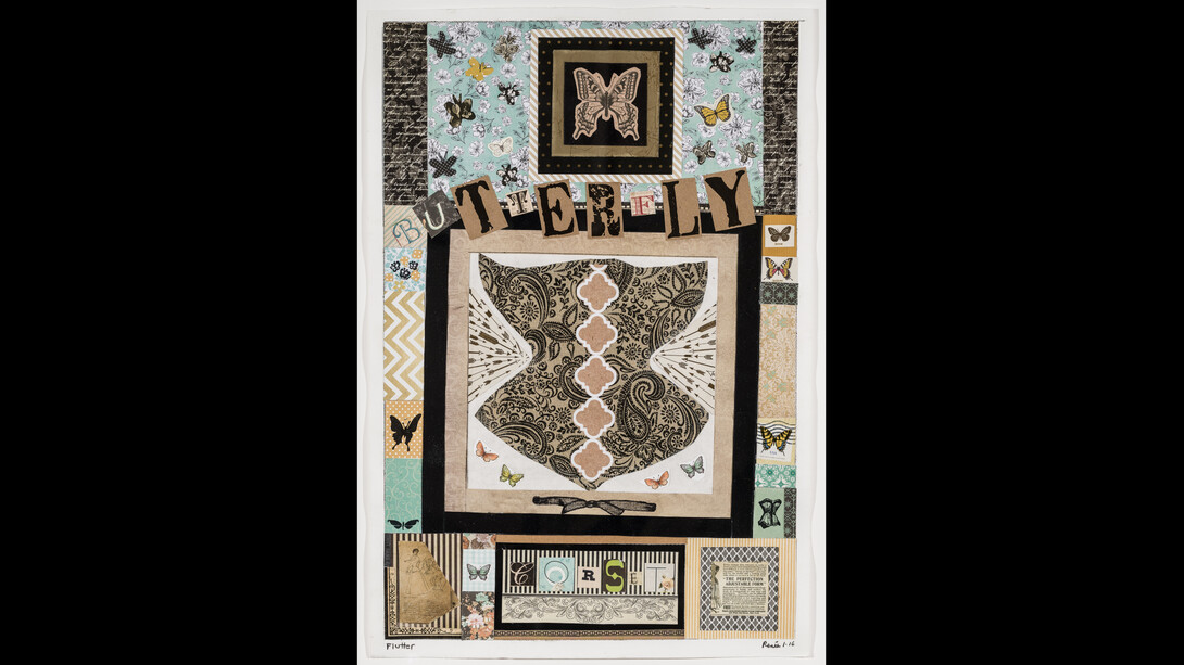 Renée Borkow, Flutter, 27”x20”x1, collage. Courtesy of the Viridian Artists Gallery