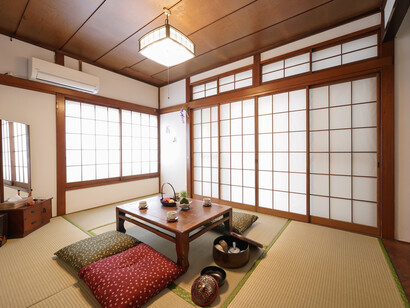 A small, tidy house on a narrow side street 