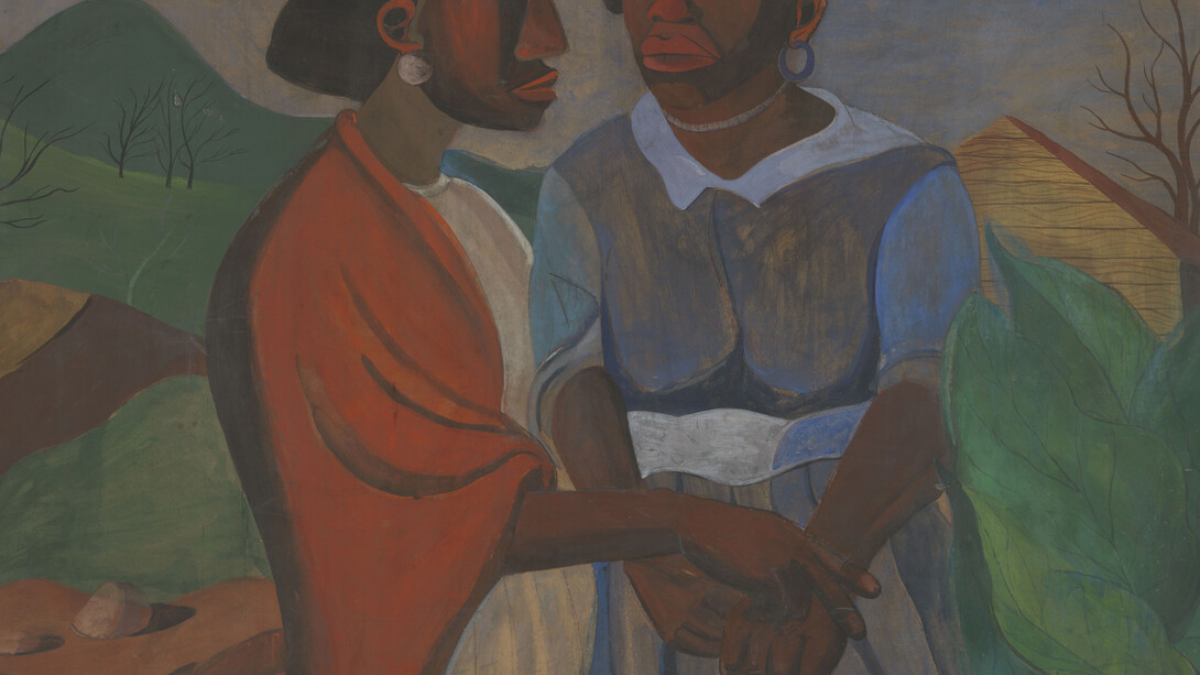 Romare Bearden. The Visitation. 1941. Gouache, ink, and pencil on brown paper, 30 1/2 × 46 1/2″ (77.5 × 118.1 cm). The Museum of Modern Art, New York. Gift of Abby Aldrich Rockefeller (by exchange). Art © Romare Bearden Foundation/Licensed by VAGA, New York, NY, Digital image © The Museum of Modern Art/Licensed by SCALA / Art Resource, NY