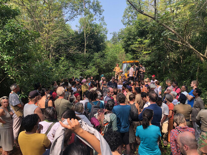 Auroville residents resisting bulldozing of forests, Dec 2021 © StandforAurovilleUnity.com