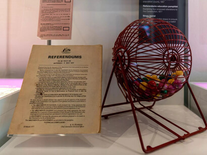 Writs to referendums: celebrating Australia’s unique electoral system, exhibition view. Courtesy of Museum of Australian Democracy