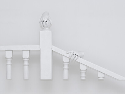 WINSHLUSS, Ciné Club, 2015, Wood, resin, coat, black paint, 27 1/2 x 55 1/8 x 5 1/8 in. Unique piece, Courtesy Galerie GP & N Vallois, Paris, Photo : Aurélien Mole