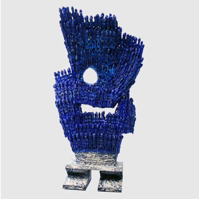 Dominique Zinkpe, Sculpture, carved wood with acrylic emulsion paint, 2012
