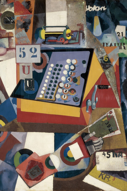 Amadeo de Souza-Cardoso (1887-1918)
«Sem Título (Máquina registadora)», c. 1917. Óleo e colagem sobre tela. 93,30 × 76 cm. Coleção Moderna