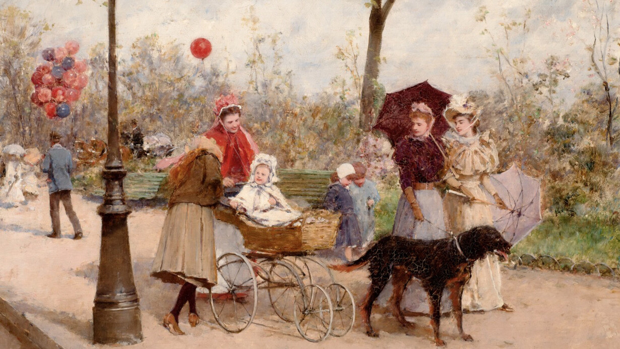 Francesc Miralles, Into the Park. Paris, Bois de Boulogne, ca. 1895-6, oil on panel, 46 x 83 cm. Courtesy of Colnaghi