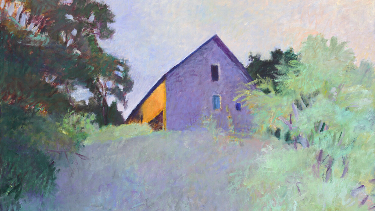 Wolf Kahn, Barn Atop a Ridge (detail), 1987, Oil on canvas, 72 x 84 inches, 182.9 x 213.4 cm. Signed: "W Kahn" (lower center) 