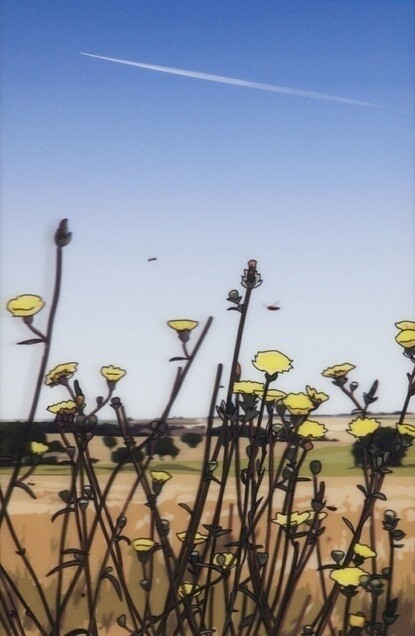 Julian Opie, Jet stream., 2013, From French Landscapes., 2013, A series of four lenticular prints presented in aluminium frames specified by the artist Frame 106.2 x 60.5 cm (each) Edition of 35, Courtesy Julian Opie and Alan Cristea Gallery, London