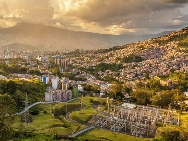 Panoramic view of Medellín, Antioquia, Colombia, representing the country’s growth into a center of innovation, business, and urban development