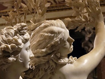 Gianlorenzo Bernini, Apollo e Dafne, 1622-1625. Particolare delle teste del gruppo scultoreo. Galleria Borghese, Roma, Italia