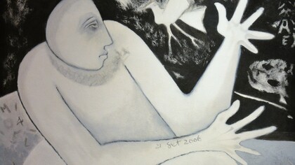 «Sin título II» (2006), serie blanco negro, óleo