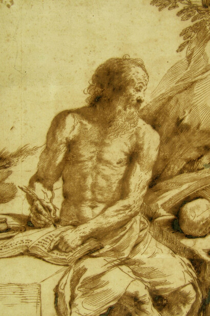 Imitatore di Giovanni Francesco Barbieri detto il Guercino San Girolamo nel deserto Seconda metà XVII secolo. Penna e inchiostro acquerellato (controfondato). 30 x 22 cm. Courtesy of Pinacoteca Ambrosiana
