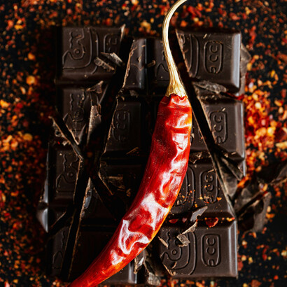 Mistura de ingredientes. O emparelhamento chocolate-tomate, com sobreposição de cerca de 40% não foi considerado melhor que o emparelhamento couve-flor-pera