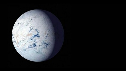 Questa immagine rappresenta la terra durante una possibile era glaciale 