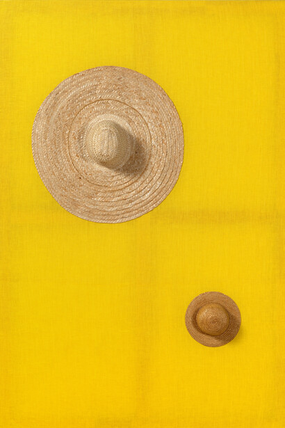 Aleanadre da Cunha, Nude II, 2012, Linen, hats, gold thread, 200 x 135 x 15 cm, Image courtesy of the Saatchi Gallery, London