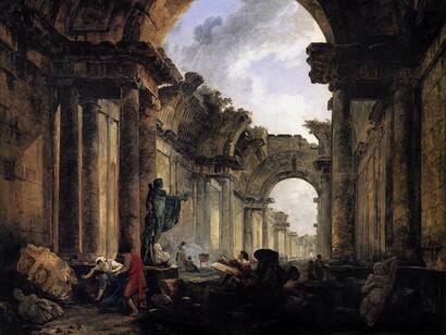 Hubert Robert, View of the Grande Galerie in Ruins, 1796