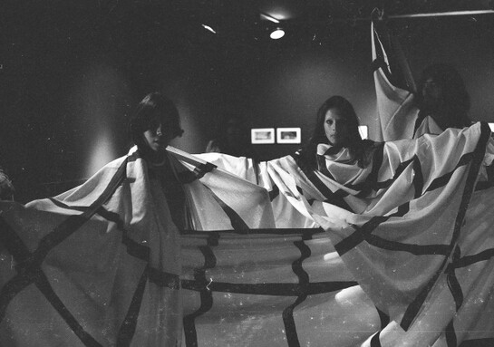 Eugenio Espinoza, Untitled, 1973, Performed as part of Textiles, grids, post cards, Galeria Conkright, Caracas, 1973., Documentary photograph, edition of X. Courtesy the artist