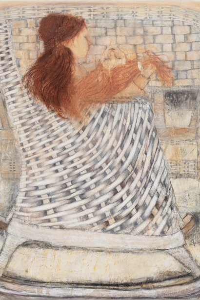 Emma 
Rose Schwartz, The missing link in modern spiritualism, painting in exhibition. Courtesy of Derosia Gallery