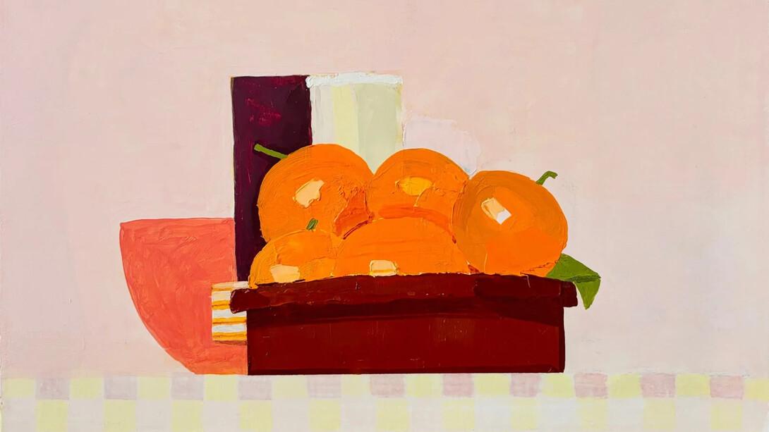 Sydney Licht, Still life with oranges in clay pot, 2024. Courtesy of Kathryn Markel Fine Arts Gallery