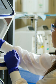 Técnico se prepara para um experimento de sequenciamento do genoma viral completo