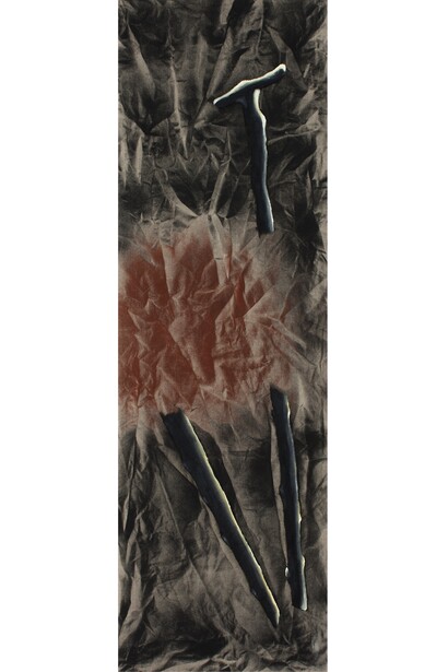 Enzo Cucchi, Senza titolo, 2014, Olio e acrilico su tela, 157  x 50 cm