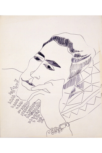 Andy Warhol, Unidentified Male, 1957, Ballpoint pen on manila paper, 16 3/4 x 13 7/8 in. © 2014 The Andy Warhol Foundation for the Visual Arts, Inc. / Artists Rights Society (ARS), New York