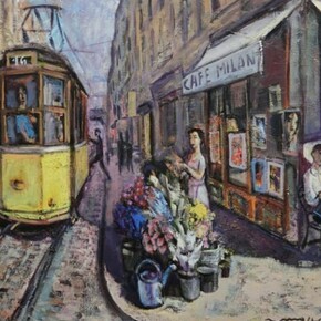 Ramon Moscardó, Café Milano, Oil on canvas, 65 x 81 cm