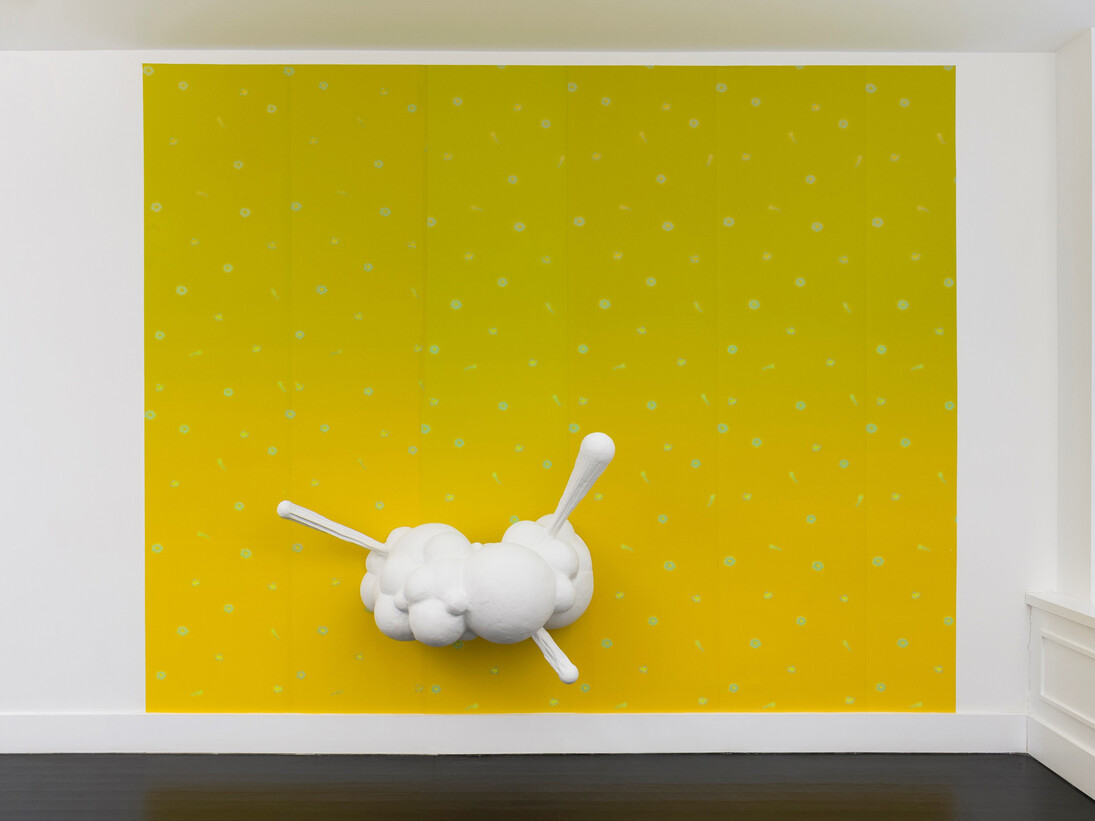 Nancy Dwyer, Explosion, 2015, Plaster, wood, polyurethane, latex paint, wallpaper, dimensions variable, unique