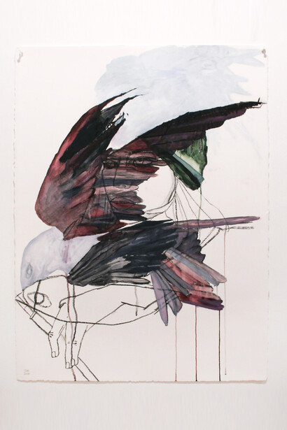 Gina Magid, Bianca with birds, 2014, Oil paint and charcoal on arches huille, 30 x 22 in (76 x 56 cm)